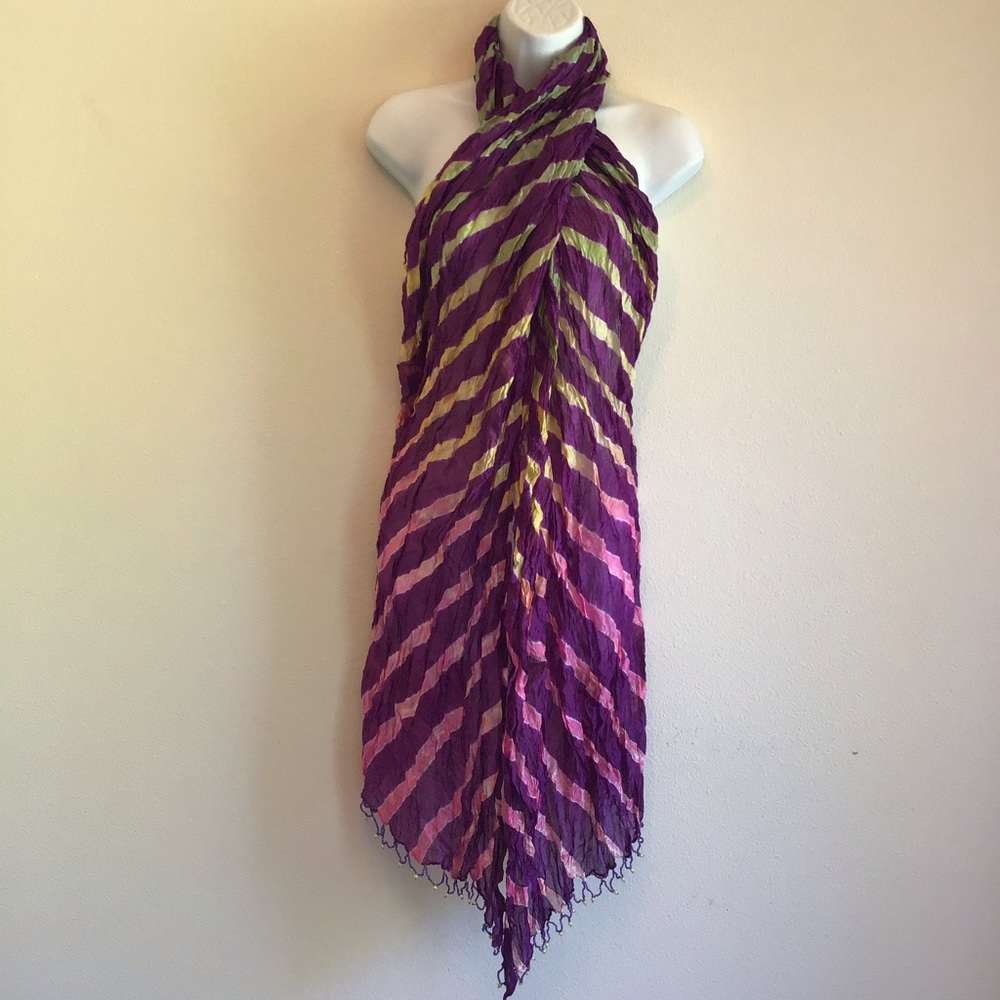New Beach Purple Eggplant Striped Scarf Wrap Pareo